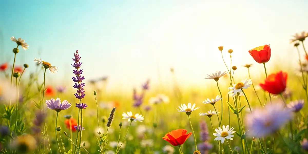 Prado de flores silvestres al sol