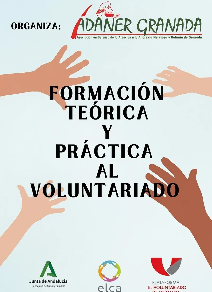 Cartel de la formación teórica y práctica al voluntariado de ADANER Granada